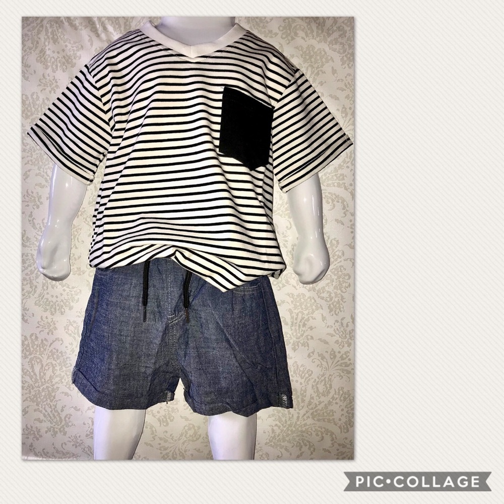 Basics Striped T Shirt Black